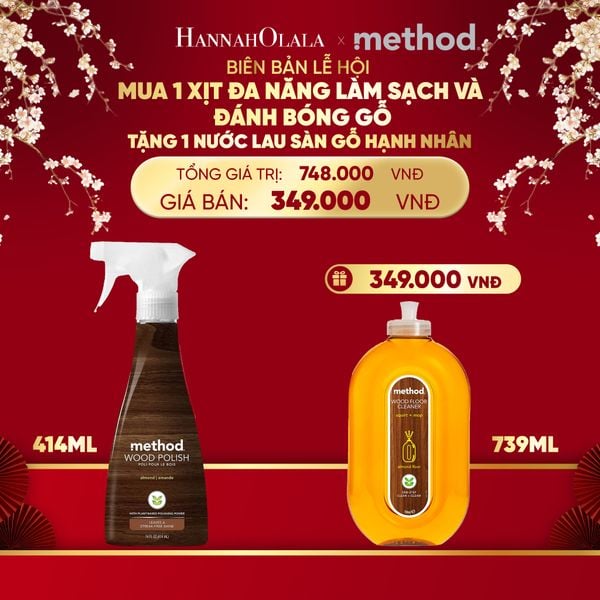  DEAL 2: [MUA 1 TẶNG 1] COMBO CHĂM SÓC GỖ - NƯỚC XỊT ĐÁNH BÓNG VÀ LÀM SÁNG GỖ CHUYÊN DỤNG 414ML tặng NƯỚC LAU SÀN GỖ LÀM SÁNG 739ML - HƯƠNG HẠNH NHÂN 