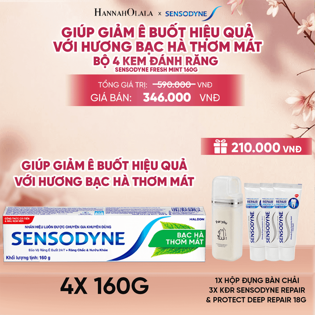  BỘ 4 KEM ĐÁNH RĂNG SENSODYNE FRESH MINT 160G GIÚP GIẢM Ê BUỐT HIỆU QUẢ VỚI HƯƠNG BẠC HÀ THƠM MÁT - A520 
