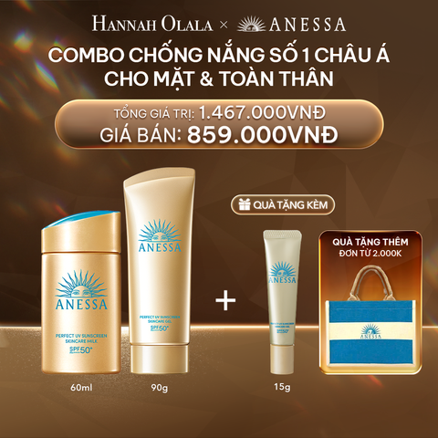  DEAL 1: COMBO SỮA CHỐNG NẮNG & GEL CHỐNG NẮNG BẢO VỆ HOÀN HẢO CHO MẶT - TOÀN THÂN ANESSA GOLD MILK 60ML + GOLD GEL 90G 