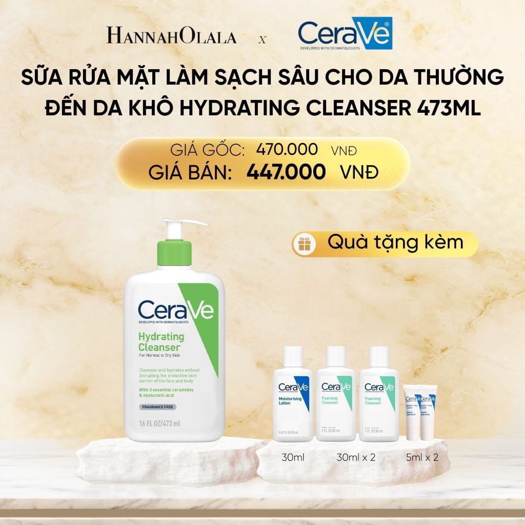  DEAL 1 SỮA RỬA MẶT GIÚP LÀM SẠCH SÂU CHO DA THƯỜNG ĐẾN DA KHÔ HYDRATING CLEANSER 473ML 
