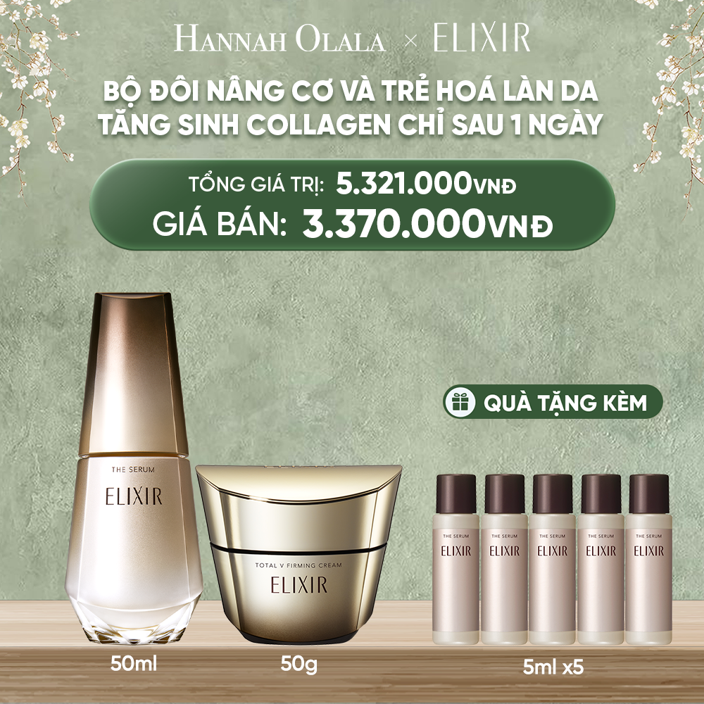  DEAL 1: COMBO SERUM KÍCH HOẠT TRẺ HÓA LÀN DA EIS THE SERUM AA 50ML & KEM DƯỠNG CẢI THIỆN CHẢY XỆ NGĂN NGỪA LÃO HÓA ELIXIR TOTAL V FIRMING CREAM 50G 