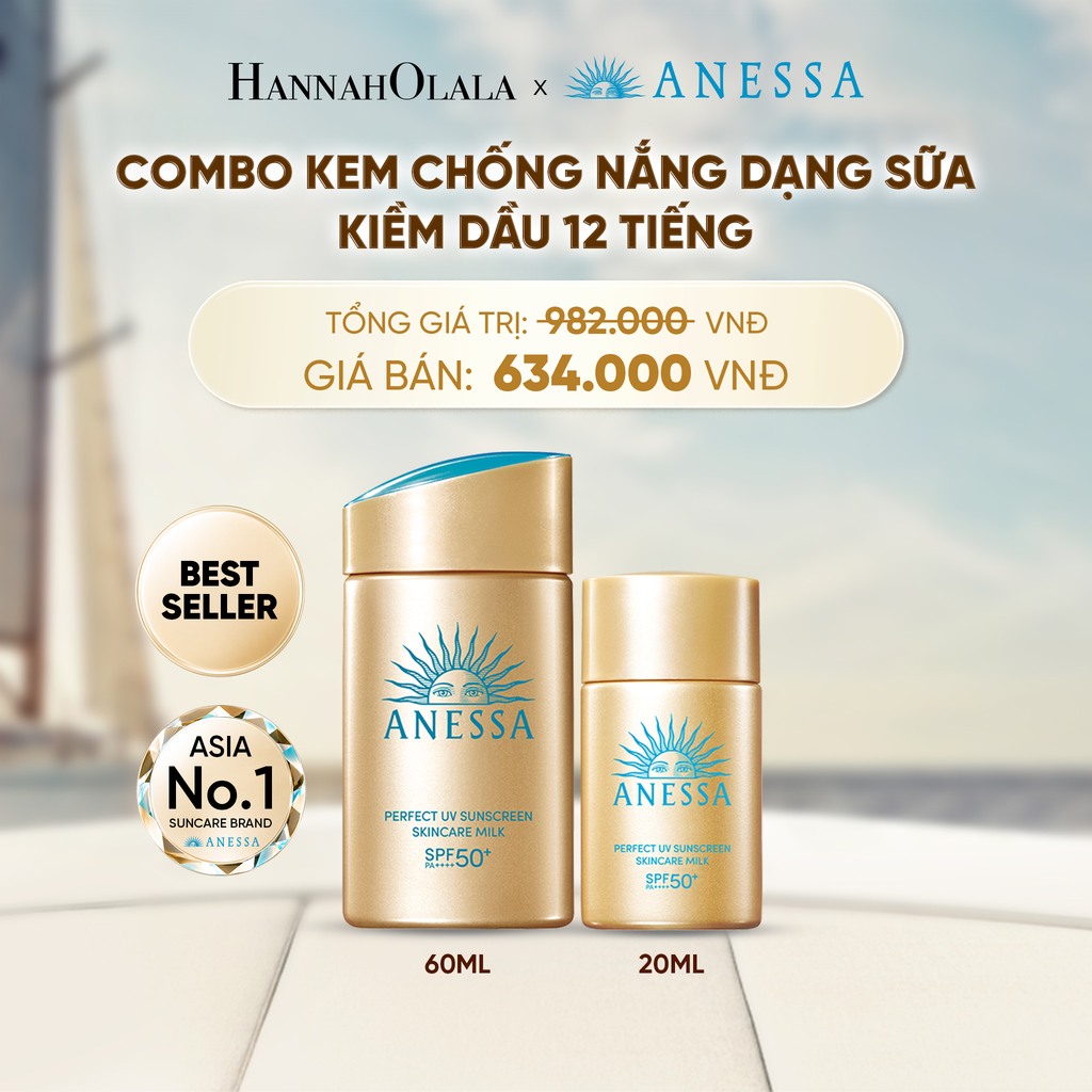  COMBO SỮA CHỐNG NẮNG DƯỠNG DA KIỀM DẦU BẢO VỆ HOÀN HẢO ANESSA GOLD MILK SPF50+ PA++++ 60ML + 20ML - DEAL 1 