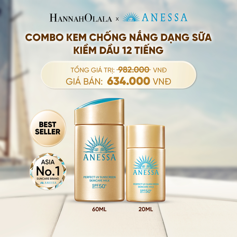  COMBO SỮA CHỐNG NẮNG DƯỠNG DA KIỀM DẦU BẢO VỆ HOÀN HẢO ANESSA GOLD MILK SPF50+ PA++++ 60ML + 20ML - DEAL 1 