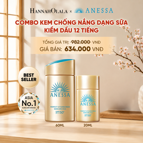  COMBO SỮA CHỐNG NẮNG DƯỠNG DA KIỀM DẦU BẢO VỆ HOÀN HẢO ANESSA GOLD MILK SPF50+ PA++++ 60ML + 20ML - DEAL 1 