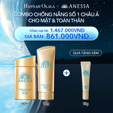  A1_ DEAL 1: COMBO SỮA CHỐNG NẮNG & GEL CHỐNG NẮNG BẢO VỆ HOÀN HẢO CHO MẶT - TOÀN THÂN ANESSA GOLD MILK 60ML + GOLD GEL 90G 