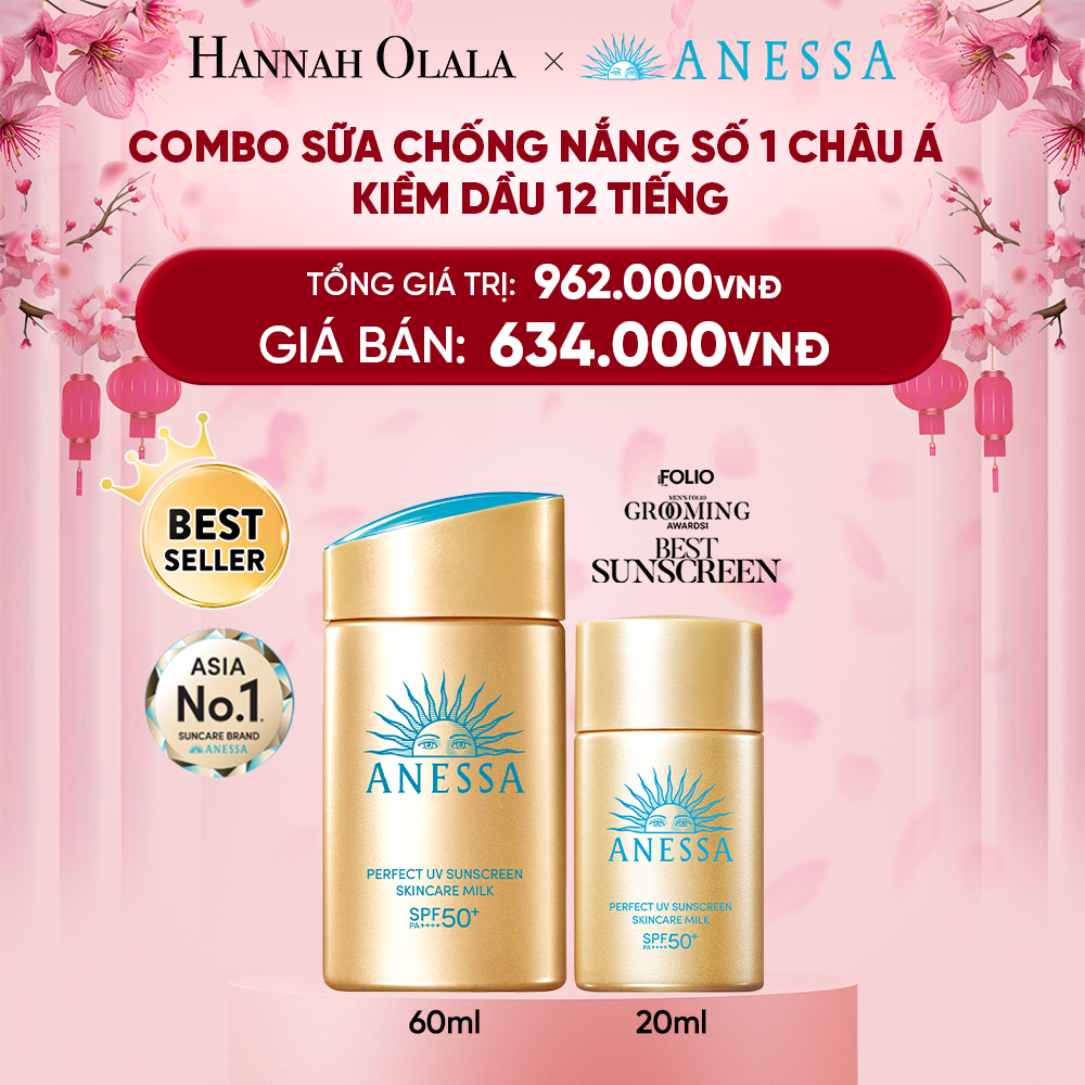  DEAL 1: COMBO SỮA CHỐNG NẮNG DƯỠNG DA KIỀM DẦU BẢO VỆ HOÀN HẢO ANESSA GOLD MILK SPF50+ PA++++ 60ML + 20ML 