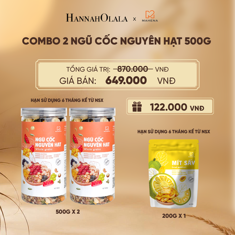  COMBO 2 NGŨ CỐC NGUYÊN HẠT 500G TẶNG 1 MÍT SẤY GIÒN 200G DEAL 1: - E51 