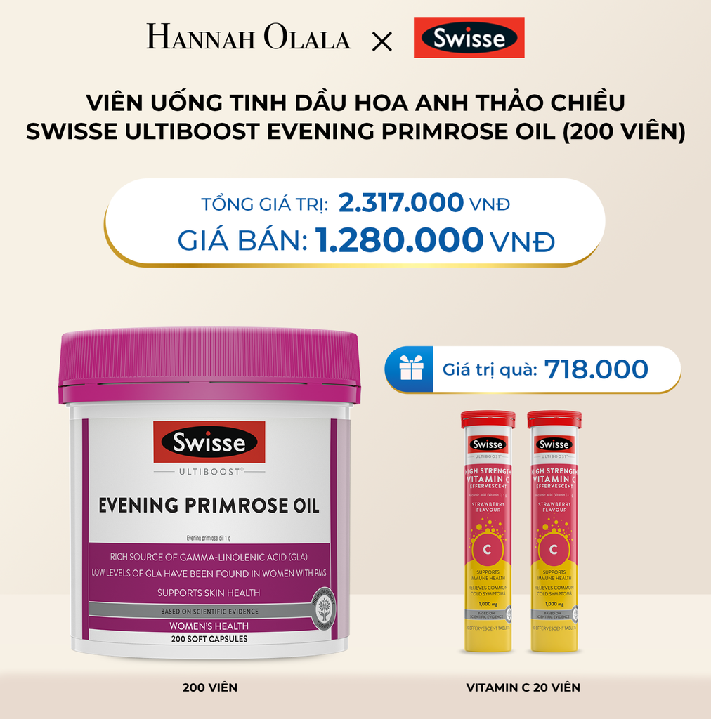  DEAL 1: VIÊN UỐNG TINH DẦU HOA ANH THẢO CHIỀU SWISSE ULTIBOOST EVENING PRIMROSE OIL (200 VIÊN) 