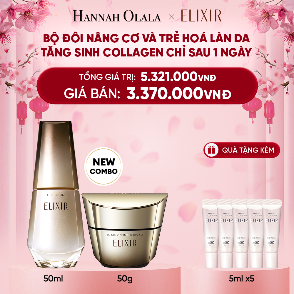 DEAL 1: COMBO SERUM KÍCH HOẠT TRẺ HÓA LÀN DA EIS THE SERUM AA 50ML & KEM DƯỠNG CẢI THIỆN CHẢY XỆ NGĂN NGỪA LÃO HÓA ELIXIR TOTAL V FIRMING CREAM 50G 