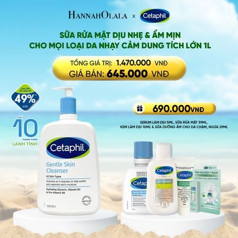  DEAL 1: SỮA RỬA MẶT DỊU LÀNH CHO DA NHẠY CẢM CETAPHIL GENTLE SKIN CLEANSER 1000ML 