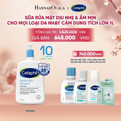  SỮA RỬA MẶT DỊU LÀNH CHO DA NHẠY CẢM CETAPHIL GENTLE SKIN CLEANSER 1000ML DEAL 1: - A1506 