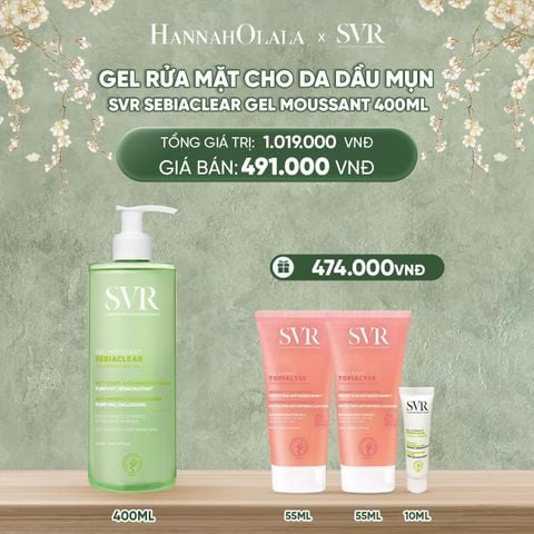  D1818_DEAL 01: GEL RỬA MẶT CHO DA DẦU MỤN, KHÔNG CHỨA XÀ PHÒNG SVR SEBIACLEAR GEL MOUSSANT 400ML 