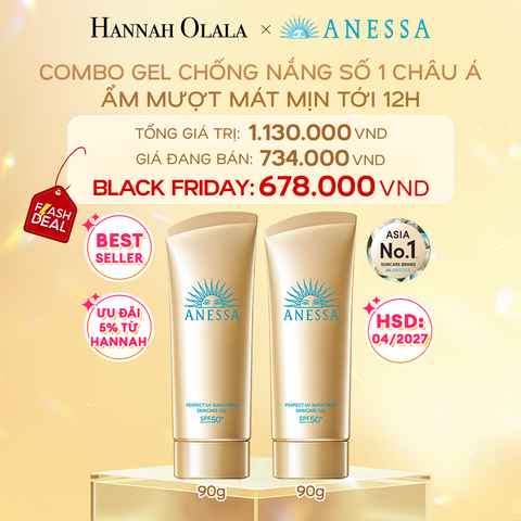  B61:_DEAL 1: COMBO GEL CHỐNG NẮNG DƯỠNG DA DƯỠNG ẨM BẢO VỆ HOÀN HẢO ANESSA GOLD GEL SPF50+ PA++++ 90GX2 - HSD: 1/4/2027 