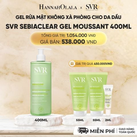  GEL RỬA MẶT CHO DA DẦU MỤN, KHÔNG CHỨA XÀ PHÒNG SVR SEBIACLEAR GEL MOUSSANT 400ML - DEAL 01 