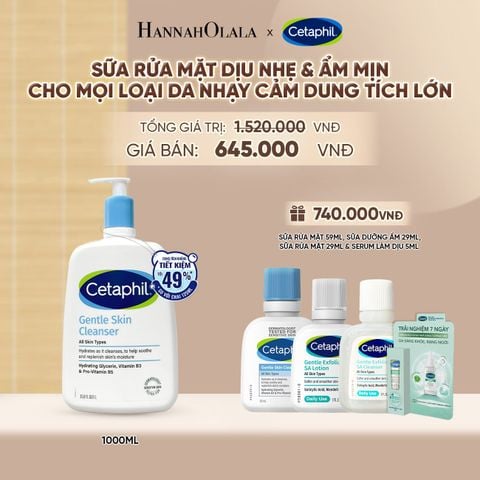  SỮA RỬA MẶT DỊU LÀNH CHO DA NHẠY CẢM CETAPHIL GENTLE SKIN CLEANSER 1000ML DEAL 1: - A1188 