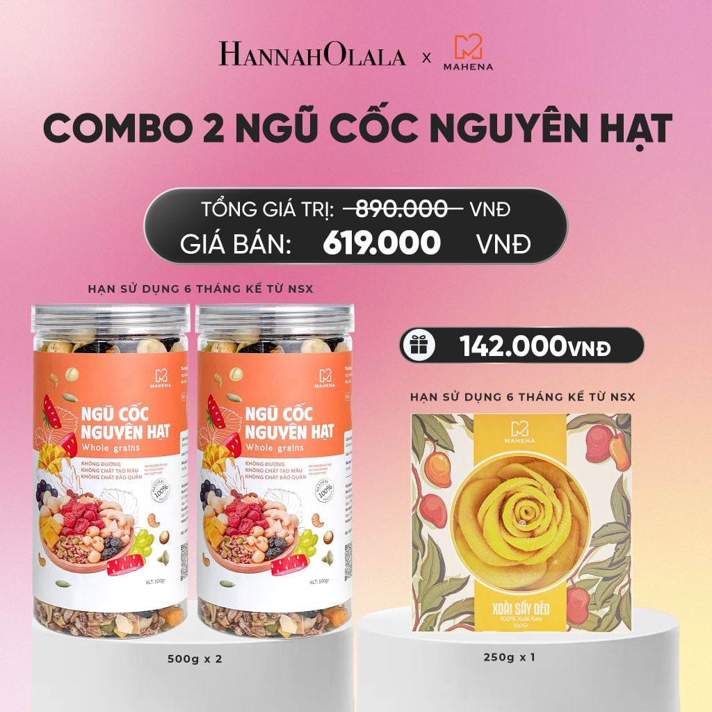  DEAL 1: MUA 2 NGŨ CỐC NGUYÊN HẠT 500G TẶNG 1 HỘP XOÀI XẾP HOA 250G_A1158 