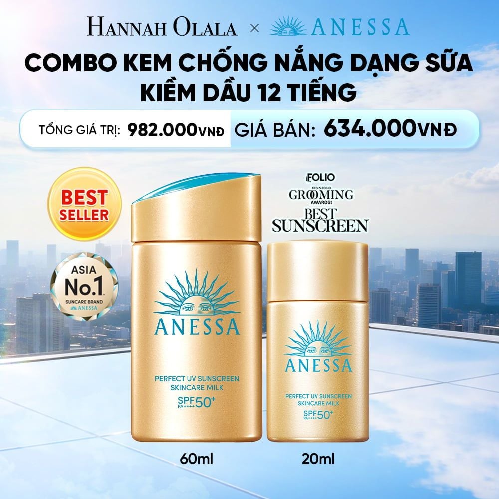  COMBO SỮA CHỐNG NẮNG DƯỠNG DA KIỀM DẦU BẢO VỆ HOÀN HẢO ANESSA GOLD MILK SPF50+ PA++++ 60ML + 20ML - DEAL 1 