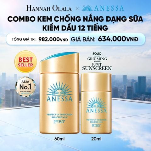  COMBO SỮA CHỐNG NẮNG DƯỠNG DA KIỀM DẦU BẢO VỆ HOÀN HẢO ANESSA GOLD MILK SPF50+ PA++++ 60ML + 20ML - DEAL 1 