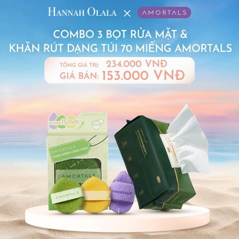  C1124_DEAL 1:COMBO 3 BỌT RỬA MẶT VÀ KHĂN RÚT DẠNG TÚI 70 MIẾNG AMORTALS 