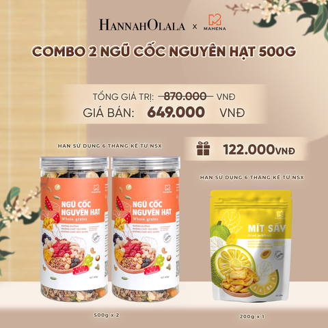 COMBO 2 NGŨ CỐC NGUYÊN HẠT 500G TẶNG 1 MÍT SẤY GIÒN 200G DEAL 1: 