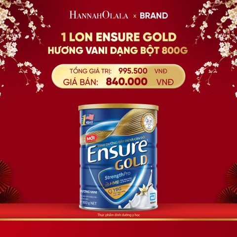  DEAL 1: 1 LON ENSURE GOLD HƯƠNG VANI DẠNG BỘT 800G 