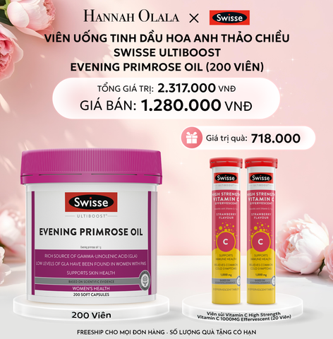  E822: DEAL 1: VIÊN UỐNG TINH DẦU HOA ANH THẢO CHIỀU SWISSE ULTIBOOST EVENING PRIMROSE OIL (200 VIÊN) 