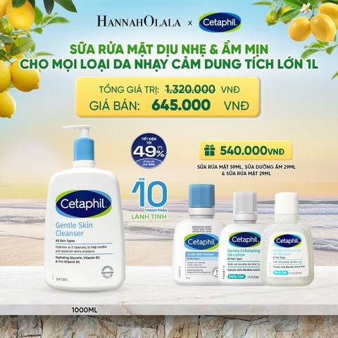  SỮA RỬA MẶT DỊU LÀNH CHO DA NHẠY CẢM CETAPHIL GENTLE SKIN CLEANSER 1000ML DEAL 1: 