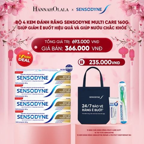  DEAL 1: [FLASH DEAL] BỘ 4 KEM ĐÁNH RĂNG SENSODYNE MULTI CARE 160G GIÚP GIẢM Ê BUỐT HIỆU QUẢ VÀ GIÚP NƯỚU CHẮC KHỎE 