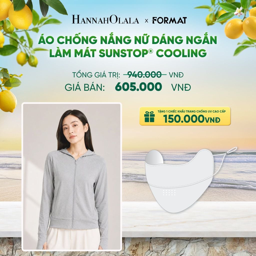  ÁO CHỐNG NẮNG NỮ DÁNG NGẮN FORMAT LÀM MÁT SUNSTOP COOLING - 10005944 - DEAL 1 - A89 