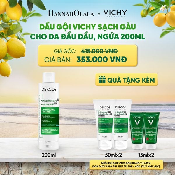  DẦU GỘI VICHY SẠCH GÀU CHO DA ĐẦU DẦU, NGỨA DERCOS ANTI DANDRUFF 200ML DEAL 1 