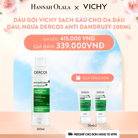  A907_DEAL 1 DẦU GỘI VICHY SẠCH GÀU CHO DA ĐẦU DẦU, NGỨA DERCOS ANTI DANDRUFF 200ML 