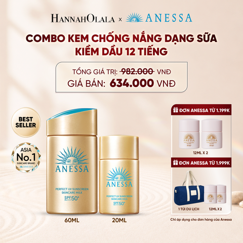  COMBO SỮA CHỐNG NẮNG DƯỠNG DA KIỀM DẦU BẢO VỆ HOÀN HẢO ANESSA GOLD MILK SPF50+ PA++++ 60ML + 20ML - DEAL 1 