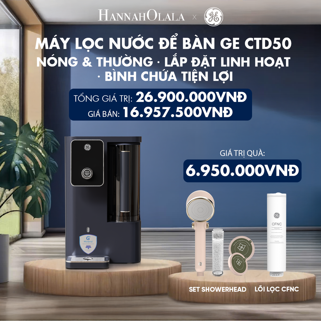  MÁY LỌC NƯỚC ĐỂ BÀN GE CTD50 - HAI CHẾ ĐỘ: NÓNG & THƯỜNG · LẮP ĐẶT LINH HOẠT · BÌNH CHỨA TIỆN LỢI - DEAL 1 