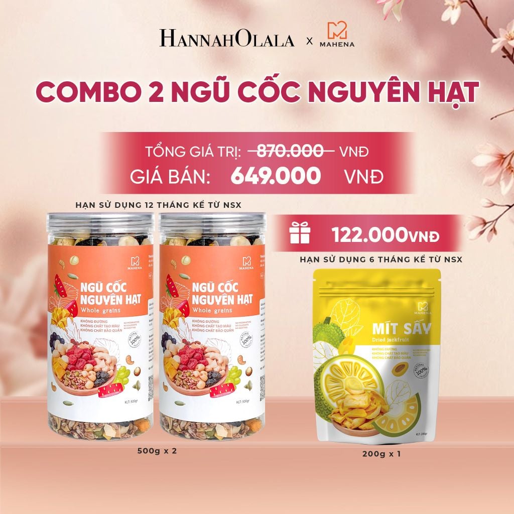  COMBO 2 NGŨ CỐC NGUYÊN HẠT 500G TẶNG 1 MÍT SẤY GIÒN 200G DEAL 1: - A210 