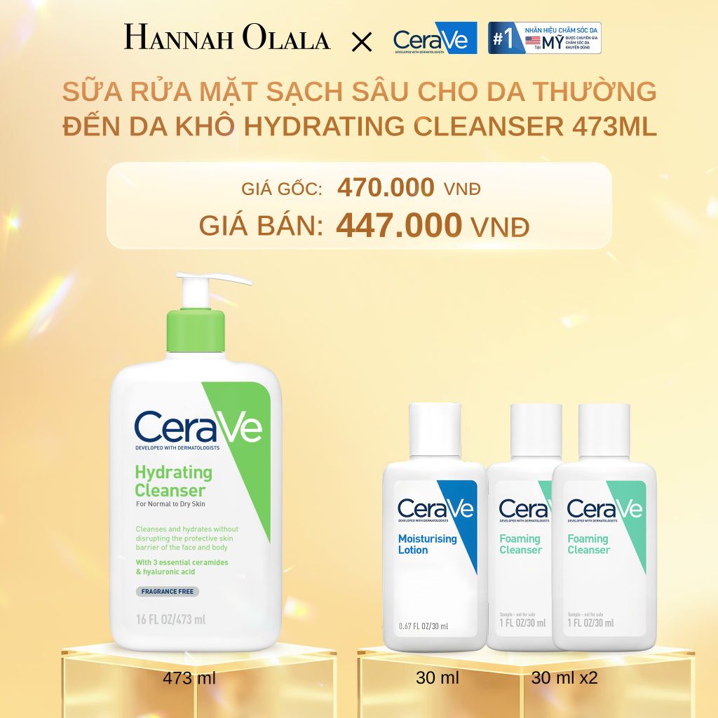  DEAL 1: SỮA RỬA MẶT GIÚP LÀM SẠCH SÂU CHO DA THƯỜNG ĐẾN DA KHÔ HYDRATING CLEANSER 473ML 