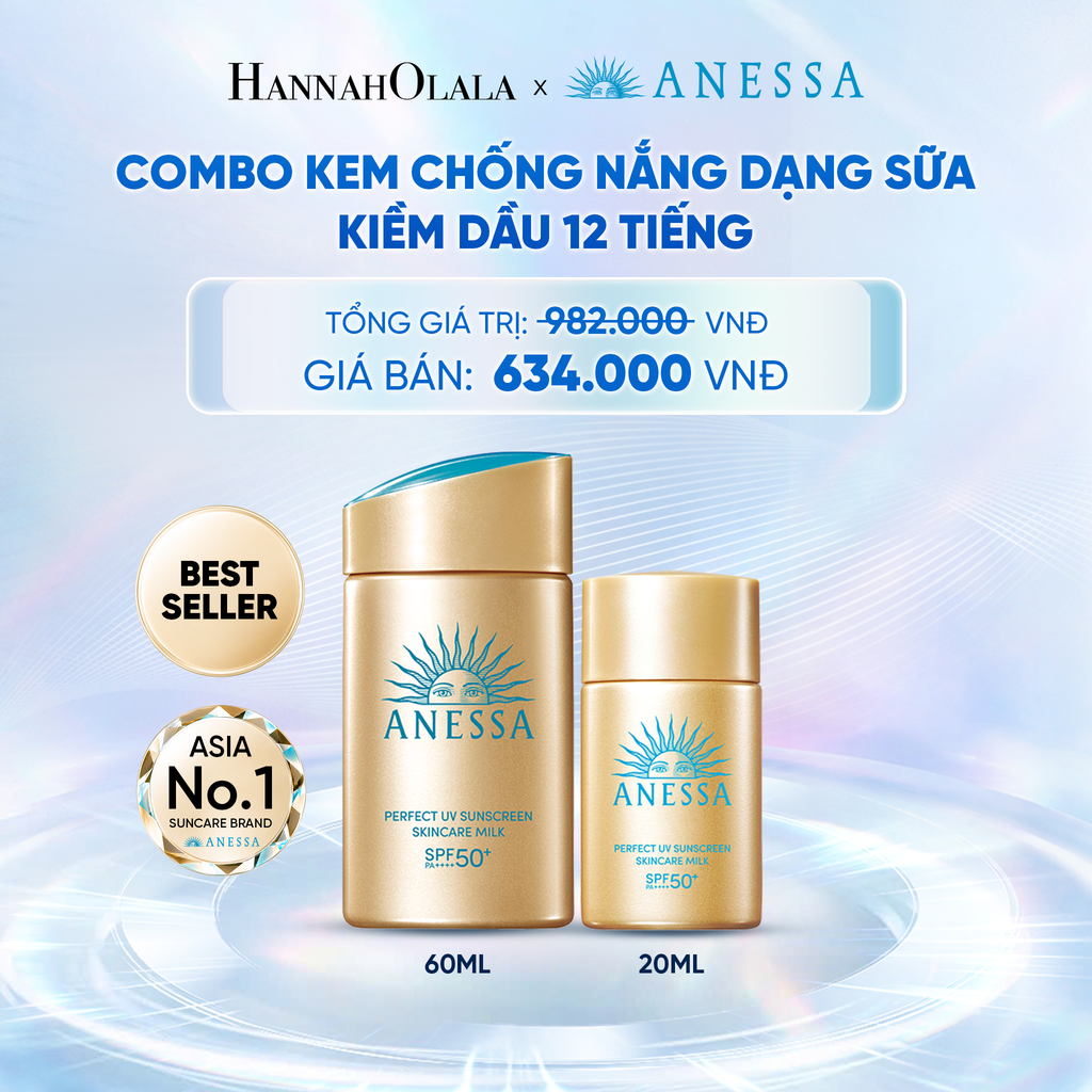  COMBO SỮA CHỐNG NẮNG DƯỠNG DA KIỀM DẦU BẢO VỆ HOÀN HẢO ANESSA GOLD MILK SPF50+ PA++++ 60ML + 20ML - DEAL 1 - C12 