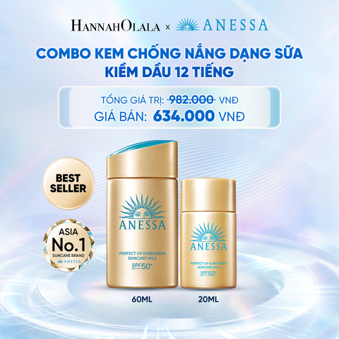  COMBO SỮA CHỐNG NẮNG DƯỠNG DA KIỀM DẦU BẢO VỆ HOÀN HẢO ANESSA GOLD MILK SPF50+ PA++++ 60ML + 20ML - DEAL 1 - C12 