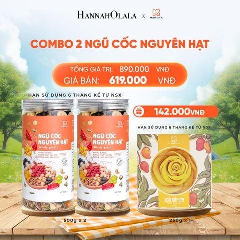  MUA 2 NGŨ CỐC NGUYÊN HẠT 500G TẶNG 1 HỘP XOÀI XẾP HOA 250G - DEAL 1: 
