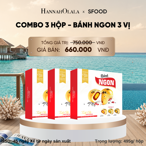  DEAL 1: COMBO 3 HỘP - BÁNH NGON 3 VỊ (ÍT ĐƯỜNG ÍT NGỌT): ĐẬU ĐỎ- LÁ DỨA - MÈ ĐEN_ D809 