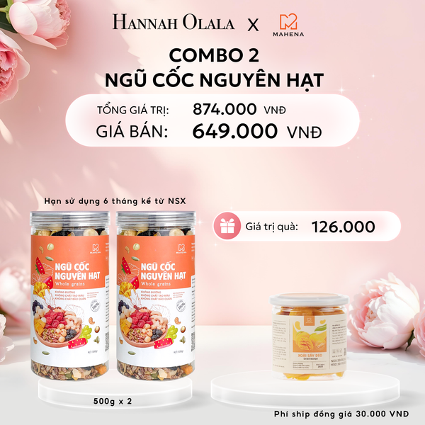  E448: DEAL 1: MUA 2 NGŨ CỐC NGUYÊN HẠT 500G TẶNG 1 HỘP XOÀI SẤY DẺO 250G 