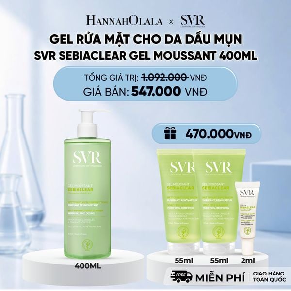  GEL RỬA MẶT CHO DA DẦU MỤN, KHÔNG CHỨA XÀ PHÒNG SVR SEBIACLEAR GEL MOUSSANT 400ML - DEAL 1 