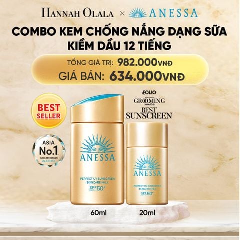  COMBO SỮA CHỐNG NẮNG DƯỠNG DA KIỀM DẦU BẢO VỆ HOÀN HẢO ANESSA GOLD MILK SPF50+ PA++++ 60ML + 20ML - DEAL 1 