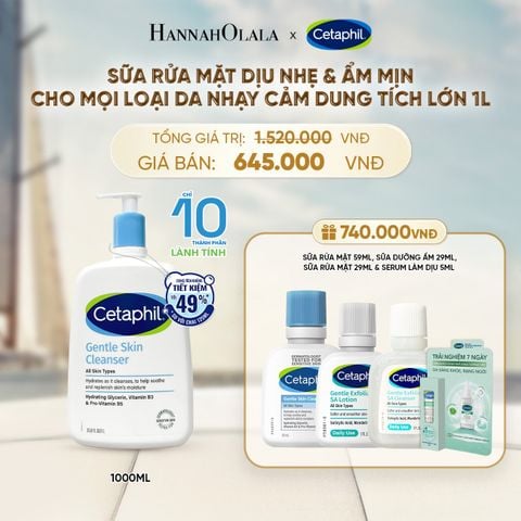  SỮA RỬA MẶT DỊU LÀNH CHO DA NHẠY CẢM CETAPHIL GENTLE SKIN CLEANSER 1000ML DEAL 1: 