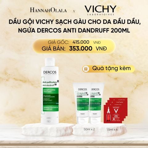  DEAL 1 DẦU GỘI VICHY SẠCH GÀU CHO DA ĐẦU DẦU, NGỨA DERCOS ANTI DANDRUFF 200ML 