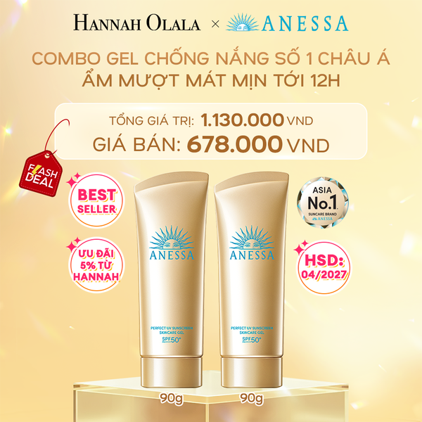  DEAL 1: COMBO GEL CHỐNG NẮNG DƯỠNG DA DƯỠNG ẨM BẢO VỆ HOÀN HẢO ANESSA GOLD GEL SPF50+ PA++++ 90GX2 - HSD: 1/4/2027 