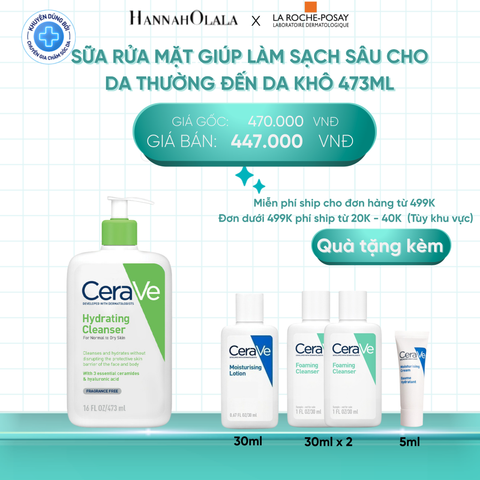  DEAL 1 SỮA RỬA MẶT GIÚP LÀM SẠCH SÂU CHO DA THƯỜNG ĐẾN DA KHÔ HYDRATING CLEANSER 473ML 