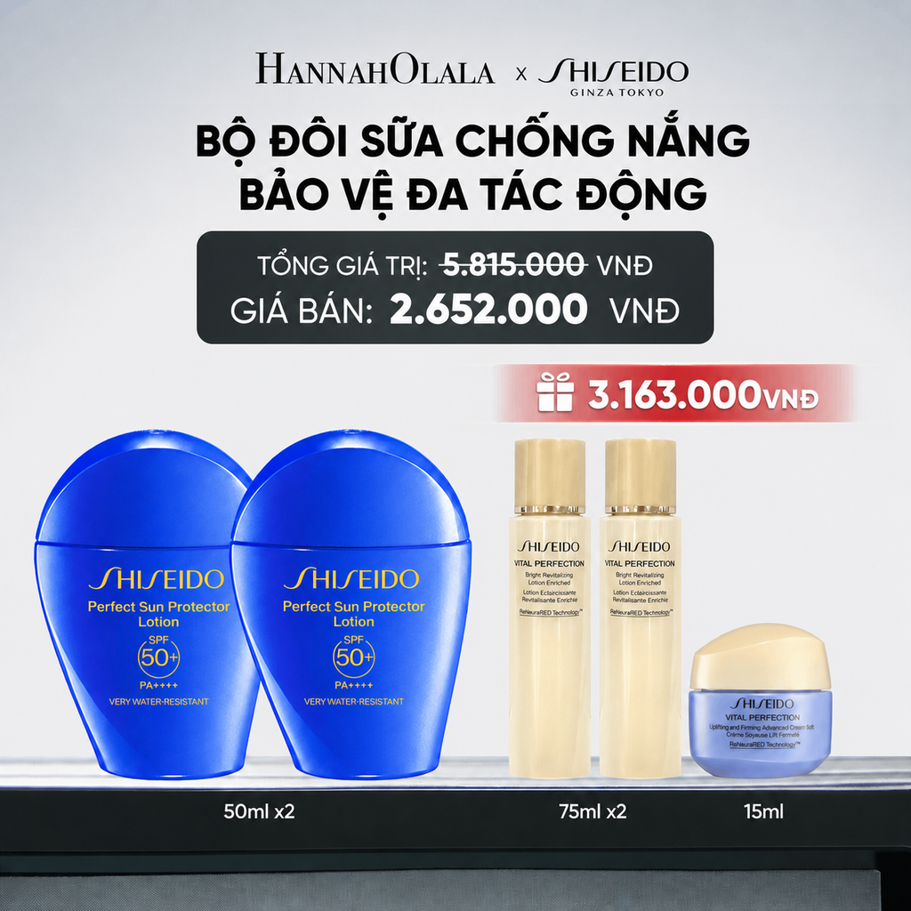  COMBO X2 SỮA CHỐNG NẮNG DƯỠNG DA SHISEIDO GSC PERFECT SUN PROTECTOR LOTION SPF50+ 50ML - DEAL 1 
