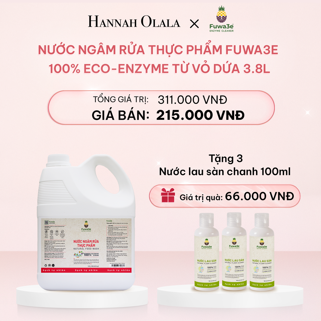  E524_DEAL 1: NƯỚC NGÂM RỬA THỰC PHẨM FUWA3E LÀM SẠCH RAU CỦ QUẢ, KHỬ MÙI CÁ THỊT 3.8L 