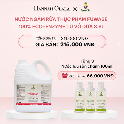  E524_DEAL 1: NƯỚC NGÂM RỬA THỰC PHẨM FUWA3E LÀM SẠCH RAU CỦ QUẢ, KHỬ MÙI CÁ THỊT 3.8L 