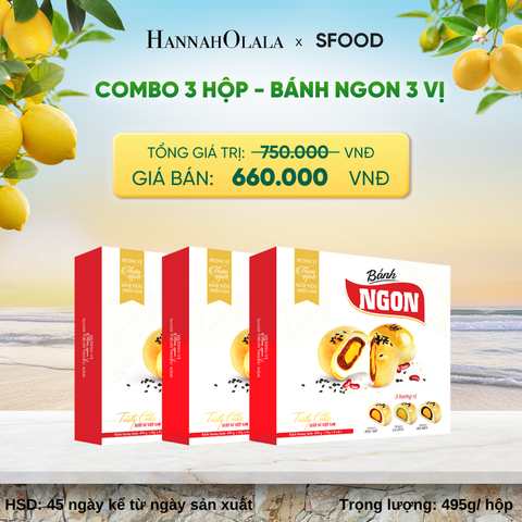  COMBO 3 HỘP - BÁNH NGON 3 VỊ (ÍT ĐƯỜNG ÍT NGỌT): ĐẬU ĐỎ- LÁ DỨA - MÈ ĐEN - A2296 